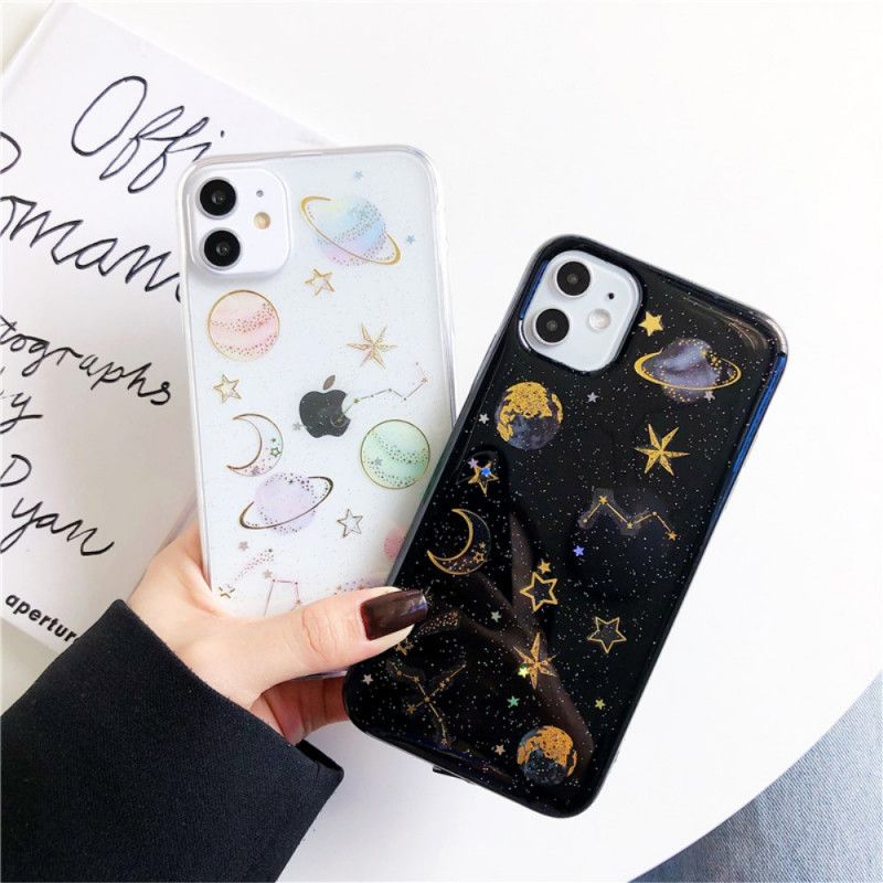 Case Hoesje iPhone 11 Wit Zwart Telefoonhoesje Planeten