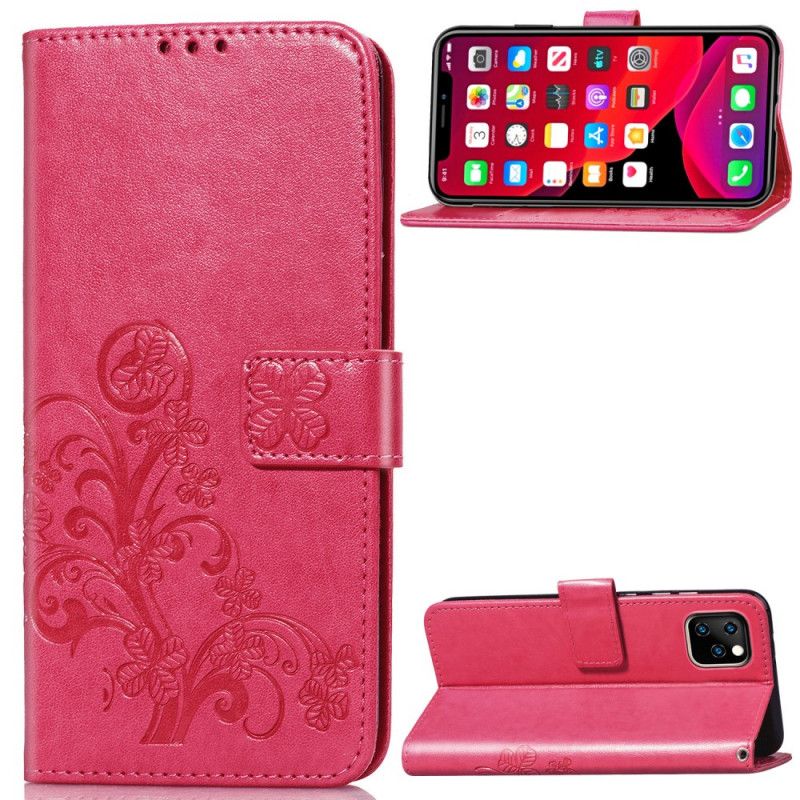 Cover Folio-hoesje iPhone 11 Grijs Zwart Telefoonhoesje Klavertje Vier