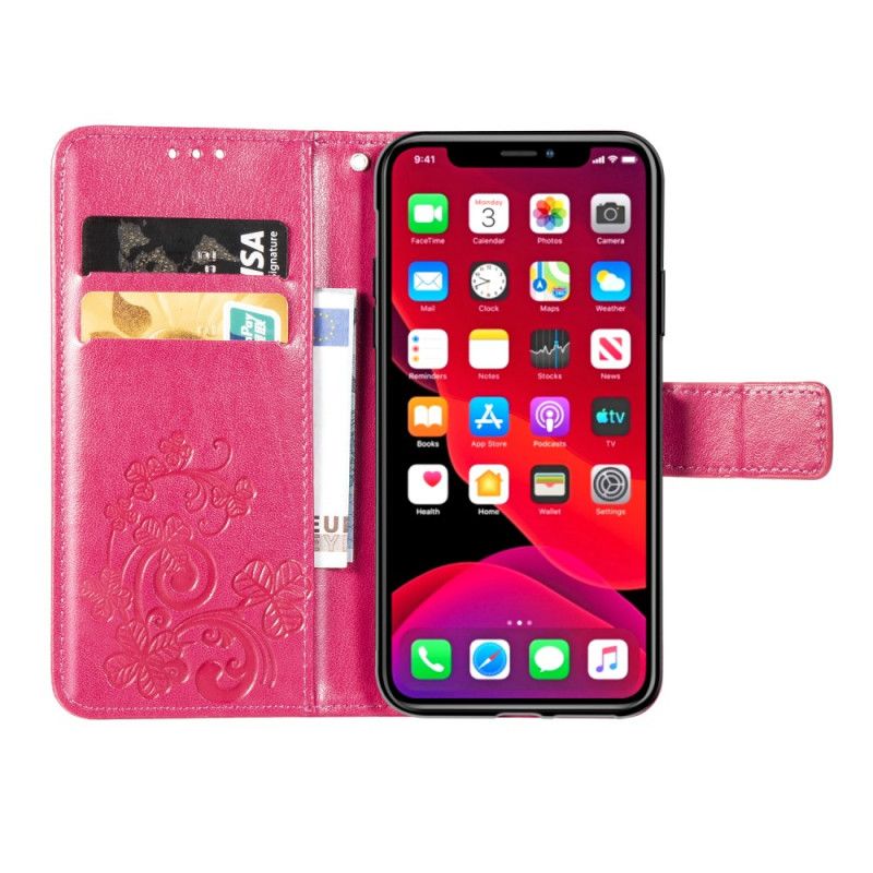 Cover Folio-hoesje iPhone 11 Grijs Zwart Telefoonhoesje Klavertje Vier