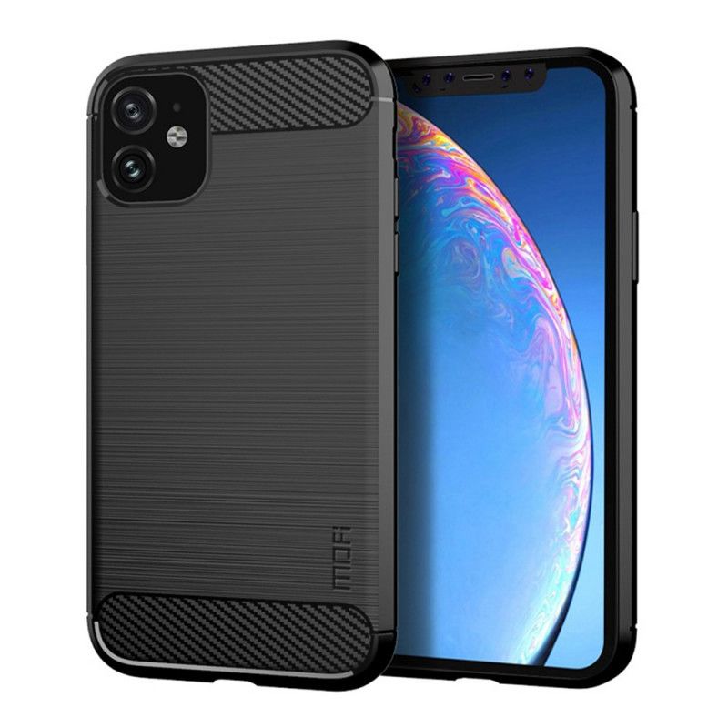 Cover Hoesje iPhone 11 Grijs Zwart Telefoonhoesje Mofi Geborstelde Koolstofvezel