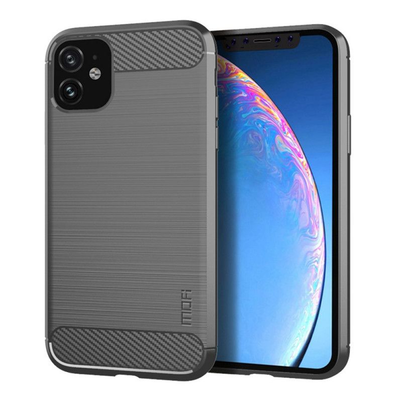 Cover Hoesje iPhone 11 Grijs Zwart Telefoonhoesje Mofi Geborstelde Koolstofvezel