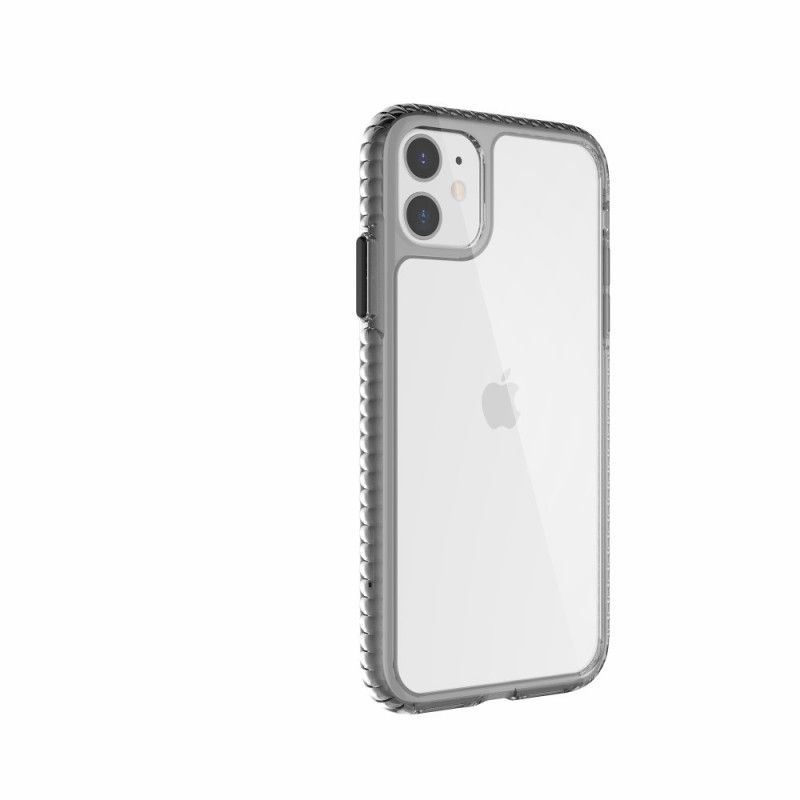 Cover Hoesje iPhone 11 Grijs Zwart Telefoonhoesje Transparante Gestructureerde Randen