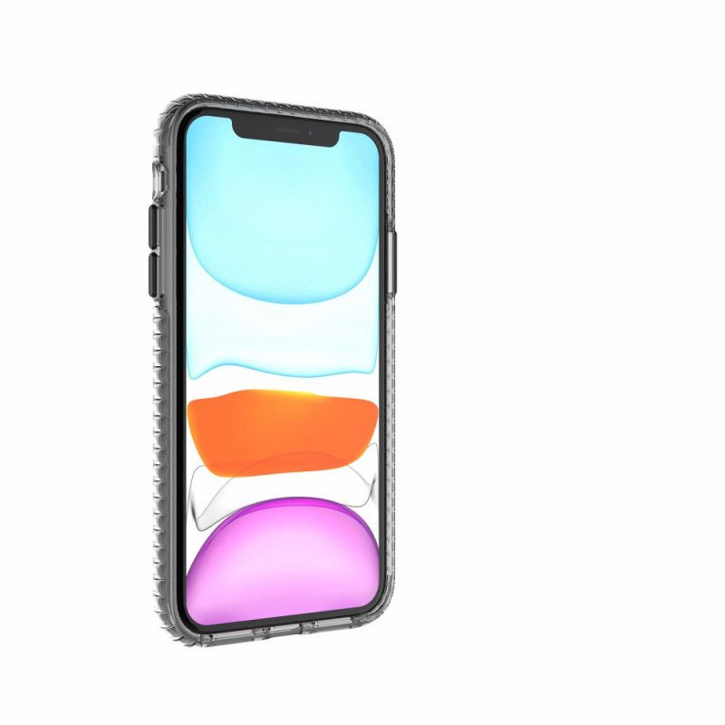 Cover Hoesje iPhone 11 Grijs Zwart Telefoonhoesje Transparante Gestructureerde Randen