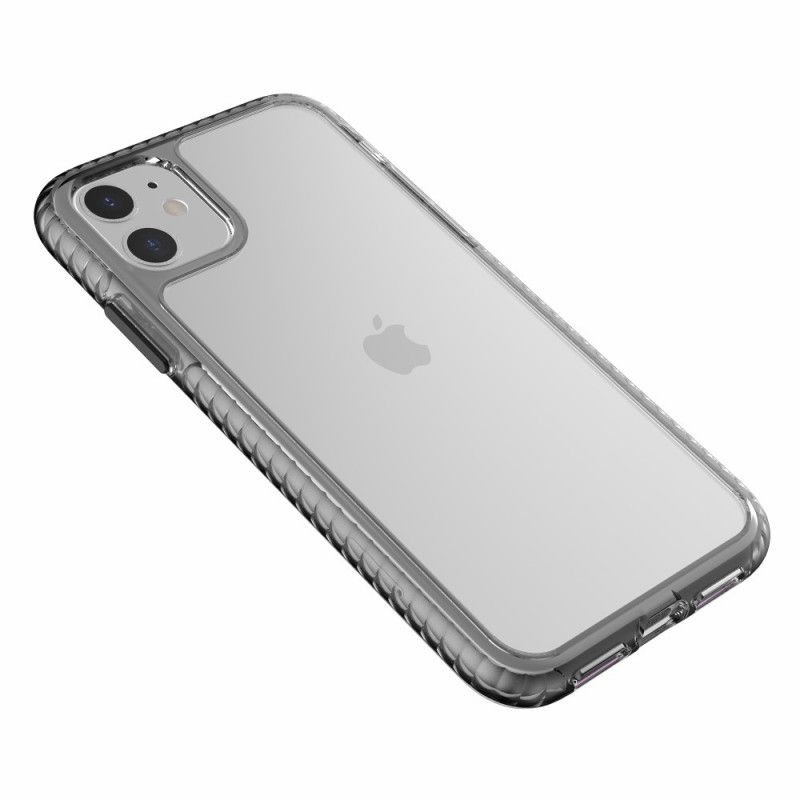 Cover Hoesje iPhone 11 Grijs Zwart Telefoonhoesje Transparante Gestructureerde Randen