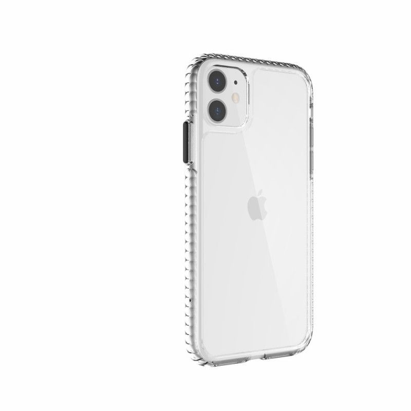 Cover Hoesje iPhone 11 Grijs Zwart Telefoonhoesje Transparante Gestructureerde Randen