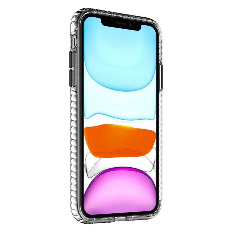 Cover Hoesje iPhone 11 Grijs Zwart Telefoonhoesje Transparante Gestructureerde Randen