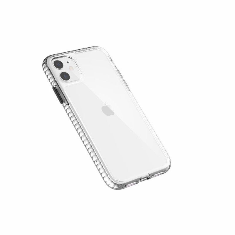 Cover Hoesje iPhone 11 Grijs Zwart Telefoonhoesje Transparante Gestructureerde Randen