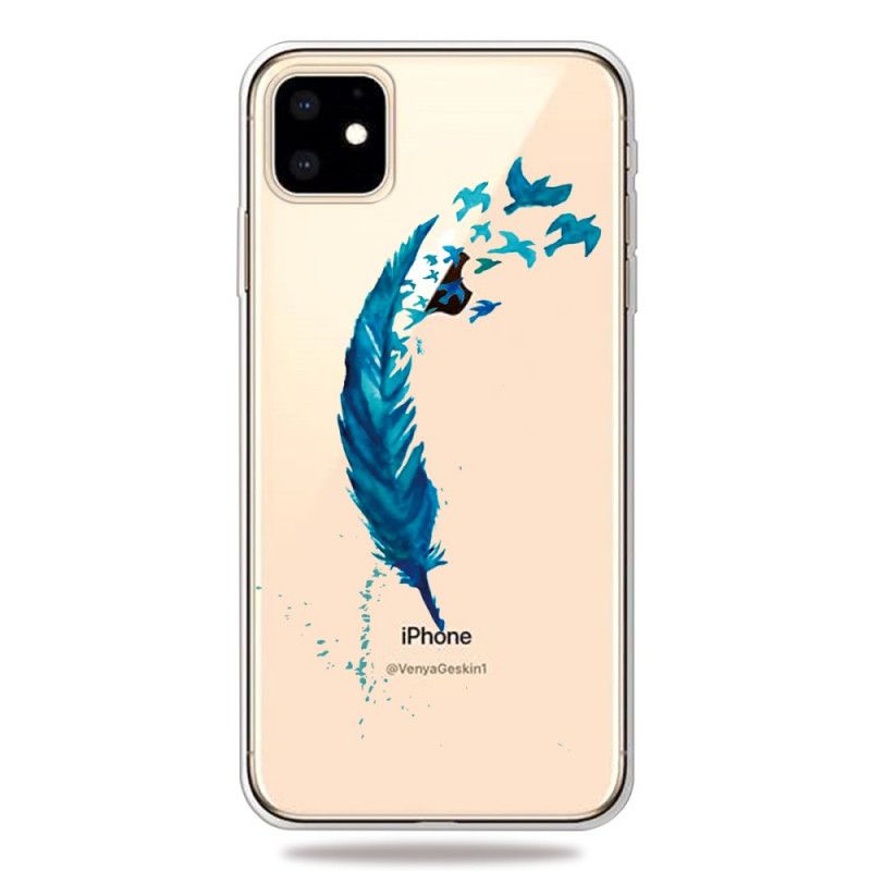 Cover Hoesje iPhone 11 Telefoonhoesje Mooie Blauwe Veer