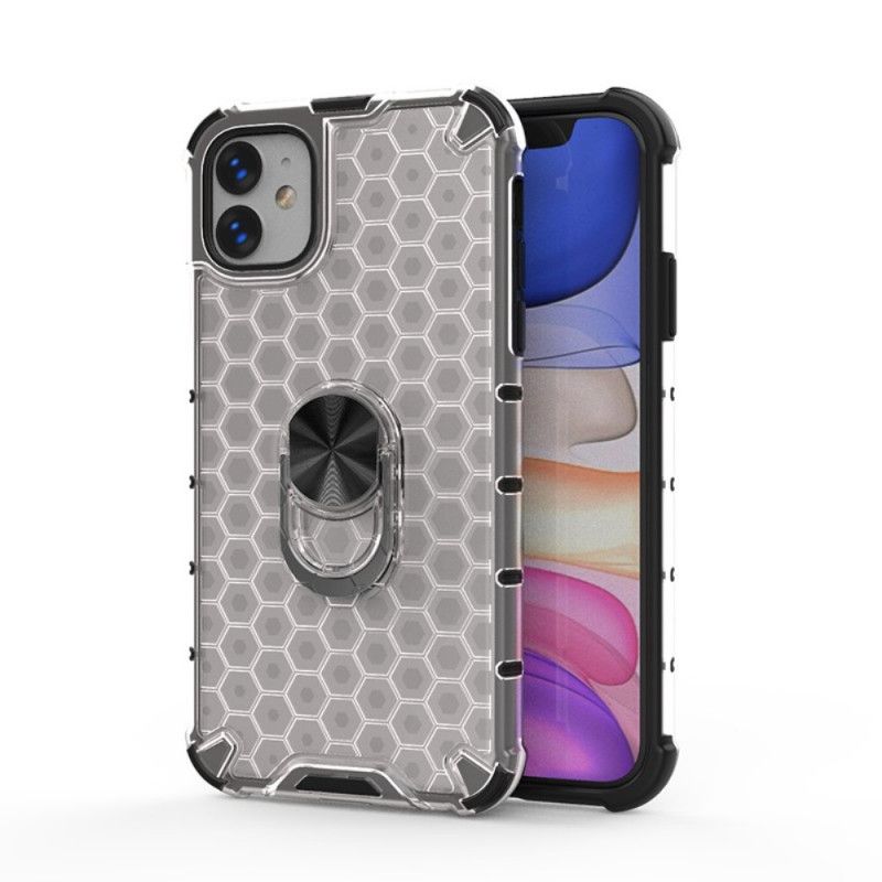 Cover Hoesje iPhone 11 Wit Zwart Telefoonhoesje Honingraatstijl Met Ring