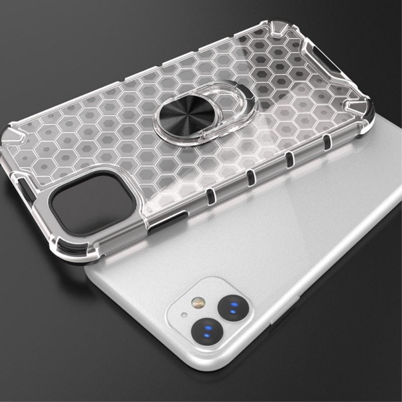 Cover Hoesje iPhone 11 Wit Zwart Telefoonhoesje Honingraatstijl Met Ring