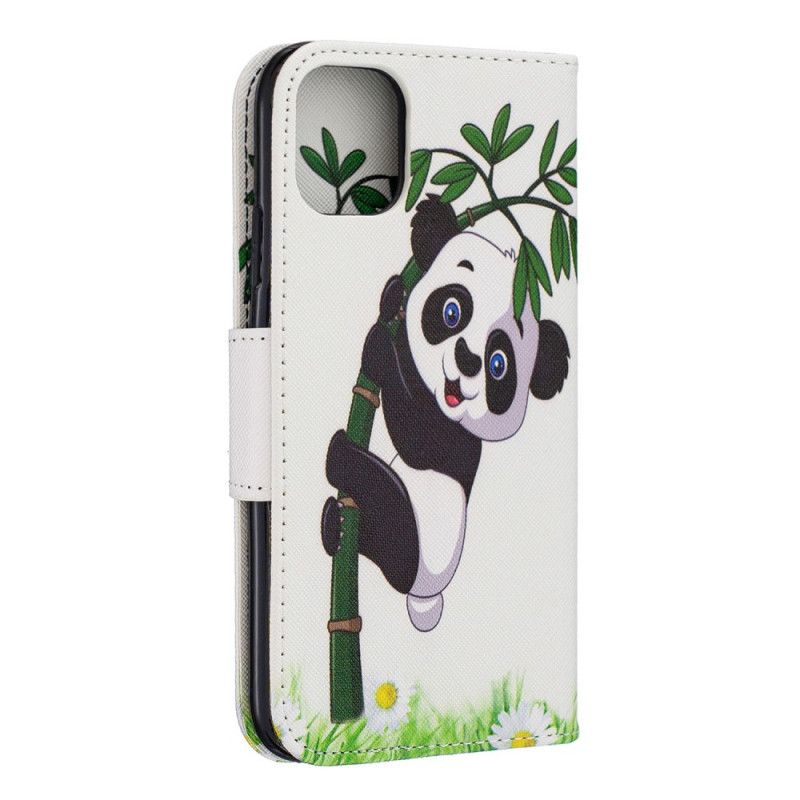 Flip Case Leren iPhone 11 Panda Op Bamboe