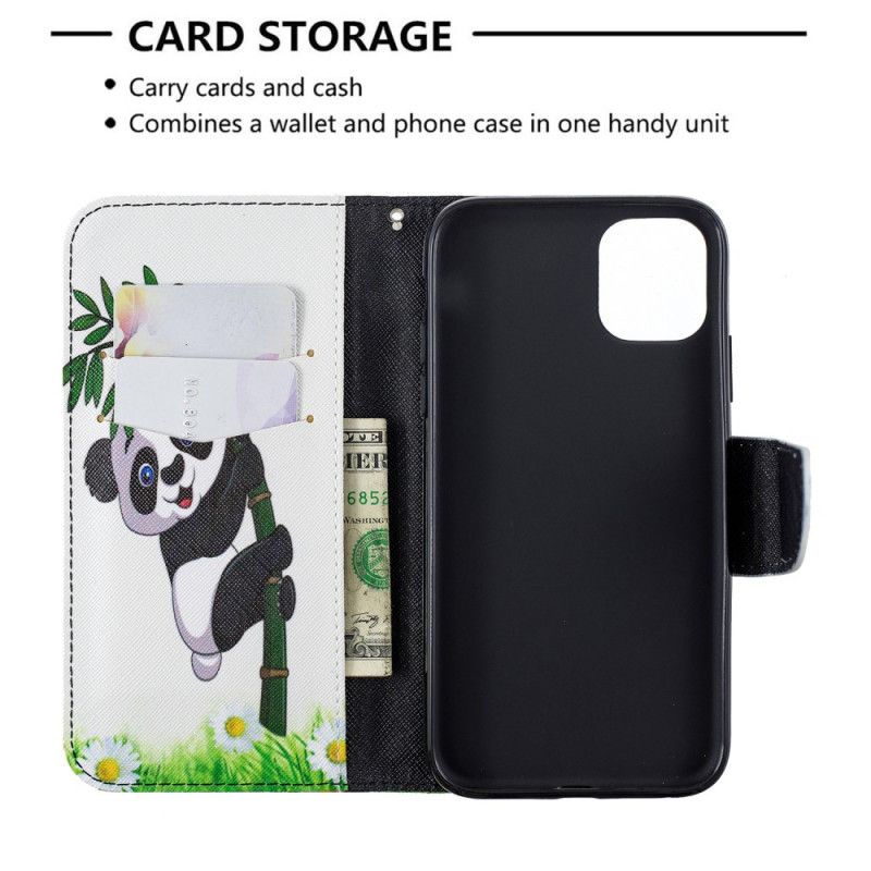 Flip Case Leren iPhone 11 Panda Op Bamboe