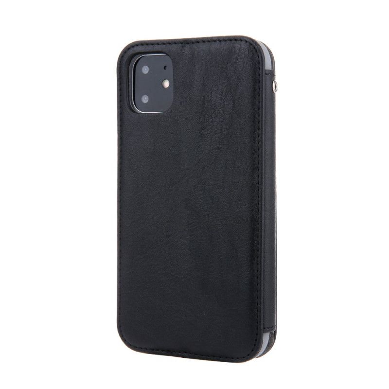 Folio-hoesje iPhone 11 Grijs Zwart Finesse Leerstijl