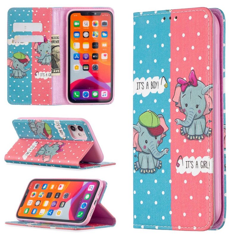 Folio-hoesje iPhone 11 Telefoonhoesje Babyolifanten