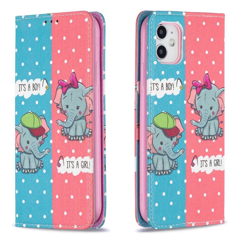 Folio-hoesje iPhone 11 Telefoonhoesje Babyolifanten