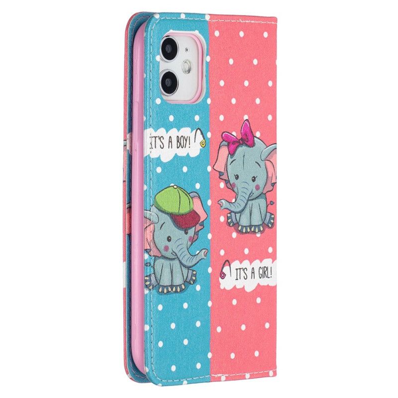 Folio-hoesje iPhone 11 Telefoonhoesje Babyolifanten