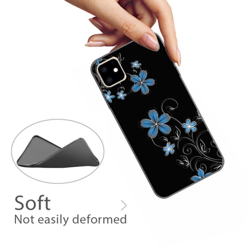 Hoesje iPhone 11 Blauwe Bloemen