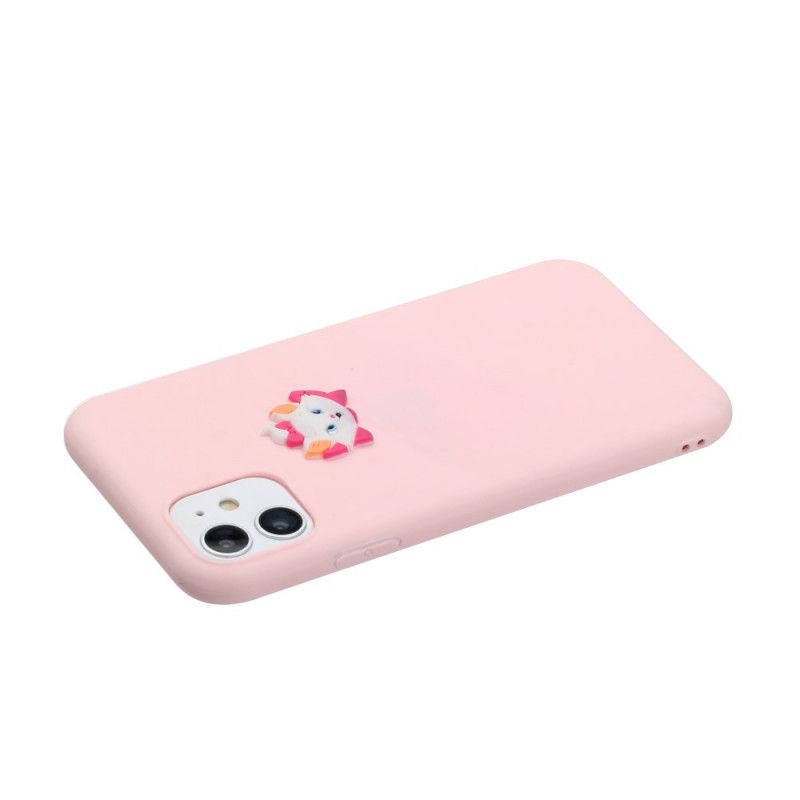 Hoesje iPhone 11 Grijs Wit Siliconen Grappig Dierenlogo