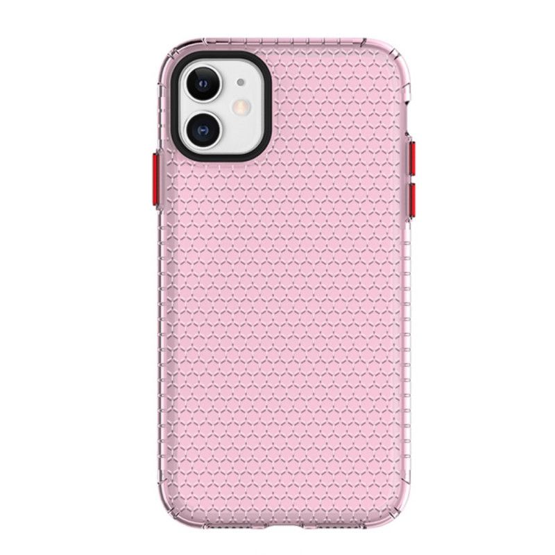 Hoesje iPhone 11 Magenta Zwart Design Honingraatstijl