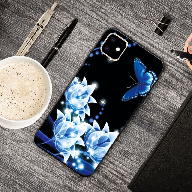 Hoesje iPhone 11 Vlinder En Blauwe Waterlelies