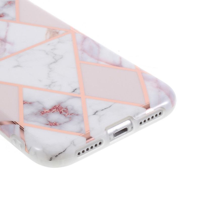 Hoesje iPhone 11 Wit Zwart Marmerkleurige Geometrie