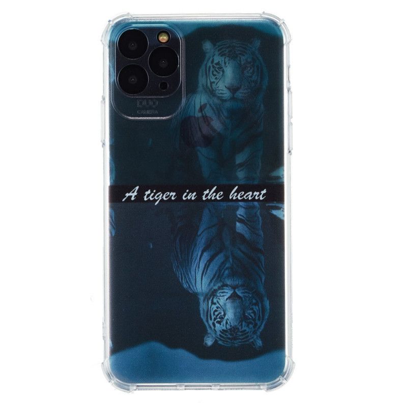 Hoesje voor iPhone 11 Bruin Donkerblauw Siliconen Tijger