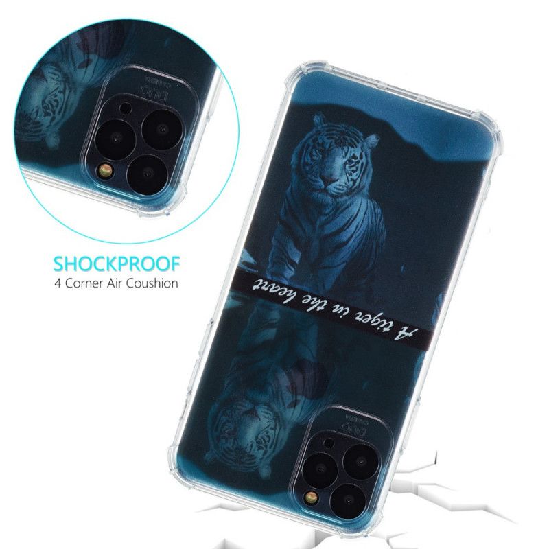 Hoesje voor iPhone 11 Bruin Donkerblauw Siliconen Tijger