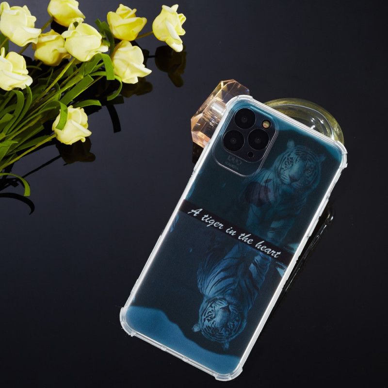 Hoesje voor iPhone 11 Bruin Donkerblauw Siliconen Tijger