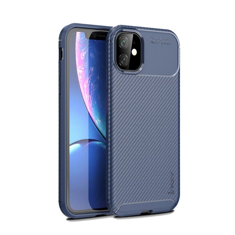 Hoesje voor iPhone 11 Donkerblauw Zwart Ipaky Koolstofvezel