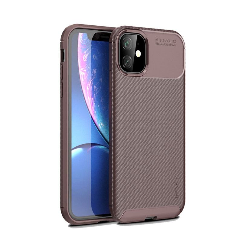 Hoesje voor iPhone 11 Donkerblauw Zwart Ipaky Koolstofvezel