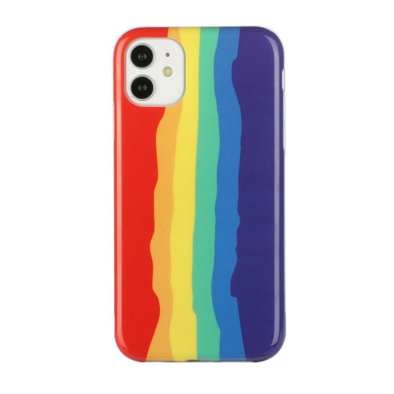 Hoesje voor iPhone 11 Geel Rood Declinatie. Regenboog