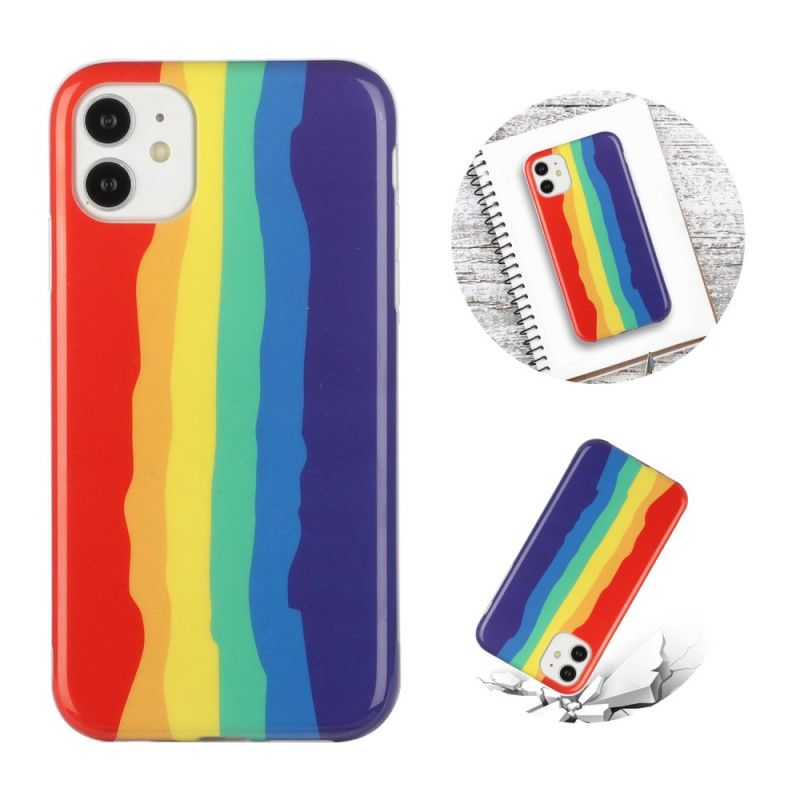 Hoesje voor iPhone 11 Geel Rood Declinatie. Regenboog