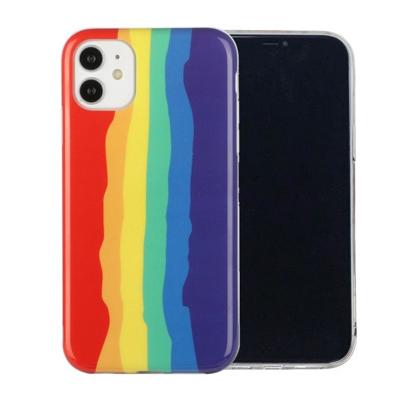 Hoesje voor iPhone 11 Geel Rood Declinatie. Regenboog