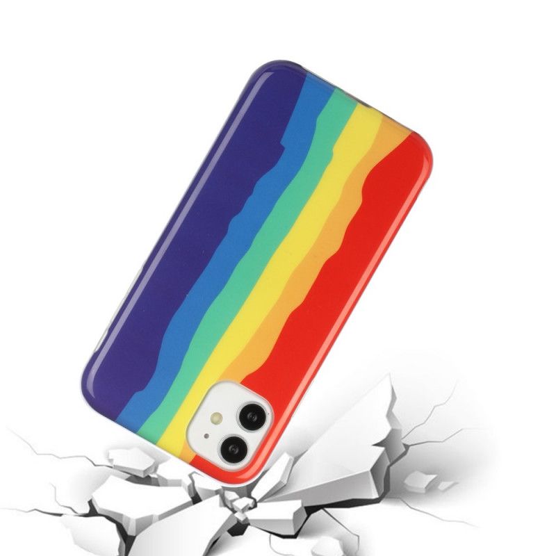 Hoesje voor iPhone 11 Geel Rood Declinatie. Regenboog