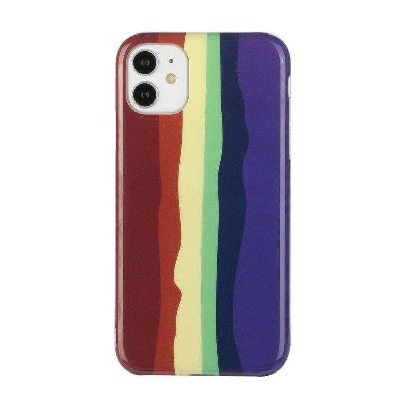 Hoesje voor iPhone 11 Geel Rood Declinatie. Regenboog