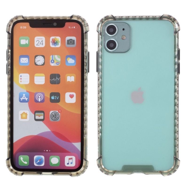 Hoesje voor iPhone 11 Geel Zwart Hybride Acryl- En Siliconenkleur