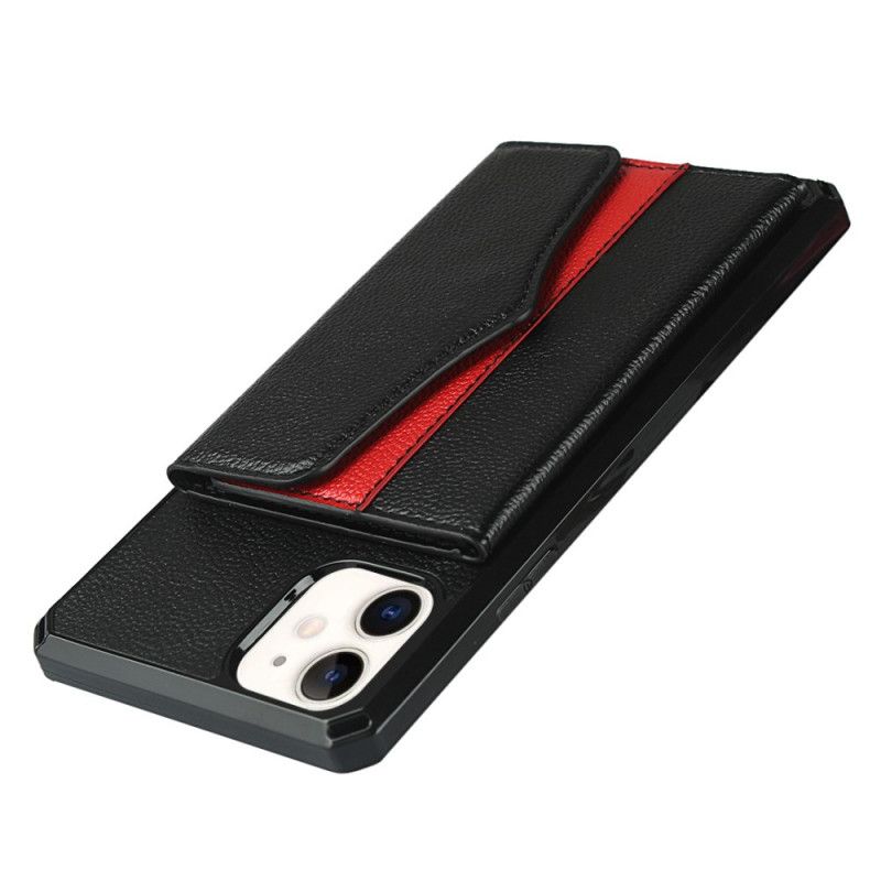 Hoesje voor iPhone 11 Rood Zwart Multifunctioneel Met Spiegel En Riem