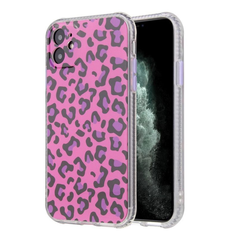 Hoesje voor iPhone 11 Roze Magenta Luipaardstijl