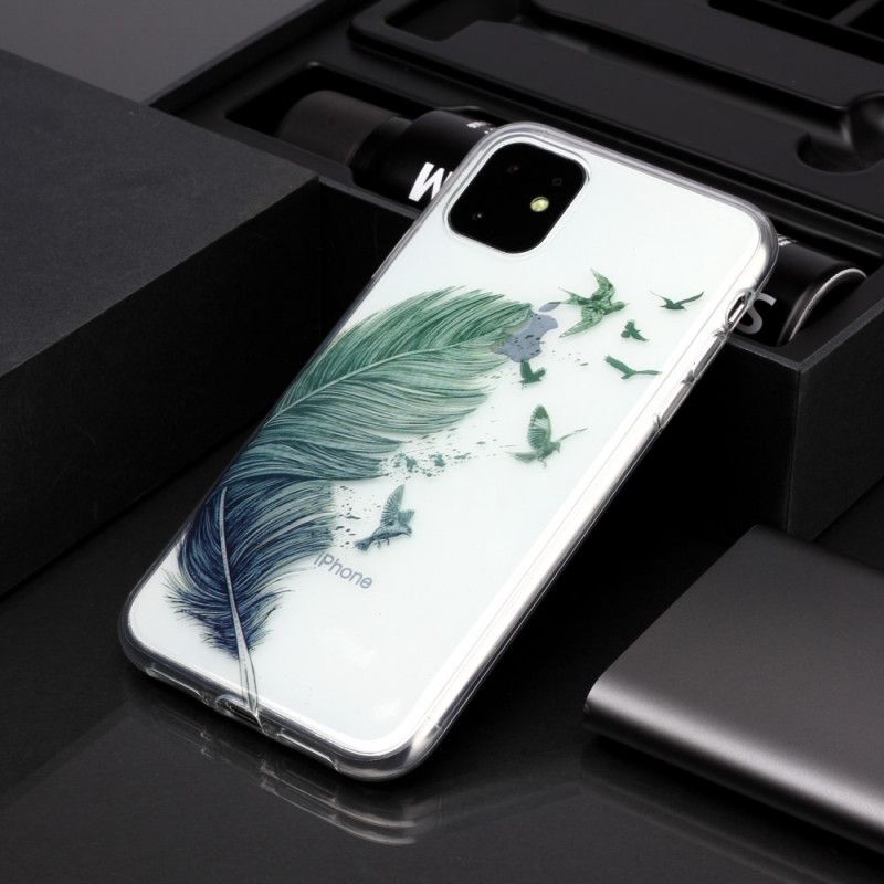 Hoesje voor iPhone 11 Transparant Gekleurde Veer