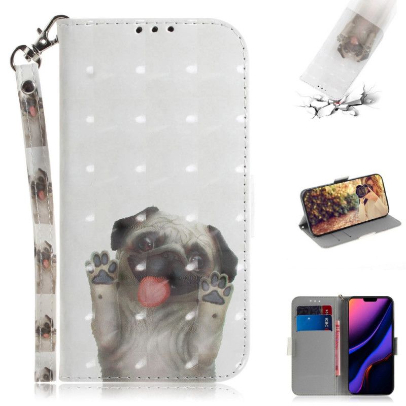 Leren Hoesje iPhone 11 Hou Van Mijn Hond Met String