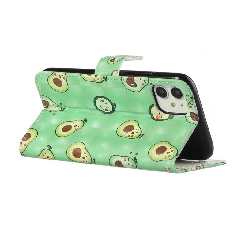 Leren Hoesje iPhone 11 Telefoonhoesje Avocado Verstelbare Riem