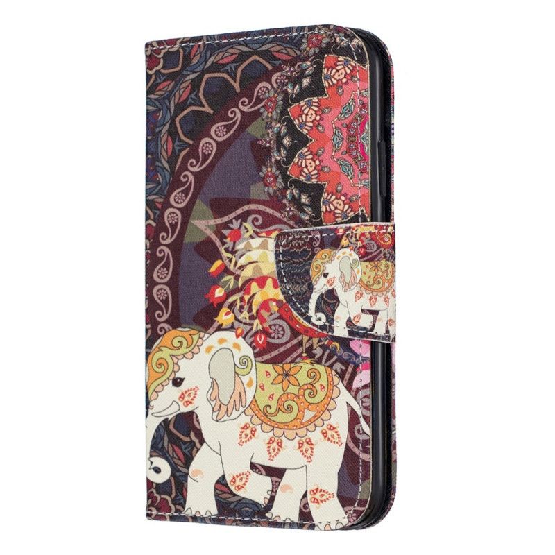 Leren Hoesje iPhone 11 Telefoonhoesje Indische Olifant