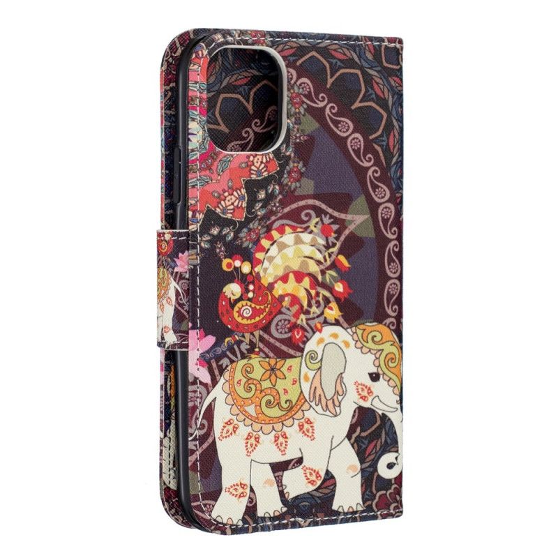 Leren Hoesje iPhone 11 Telefoonhoesje Indische Olifant