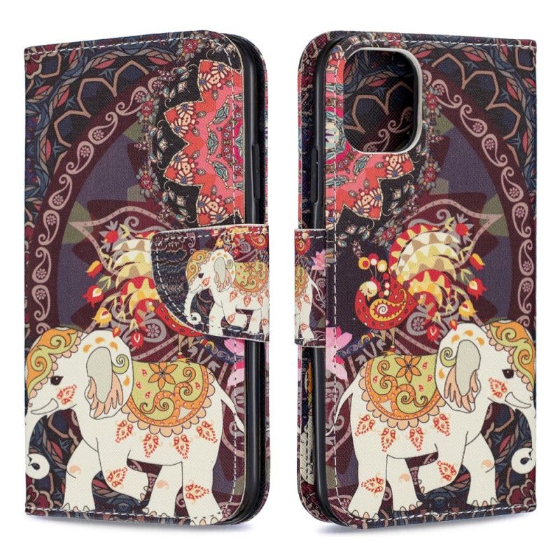 Leren Hoesje iPhone 11 Telefoonhoesje Indische Olifant