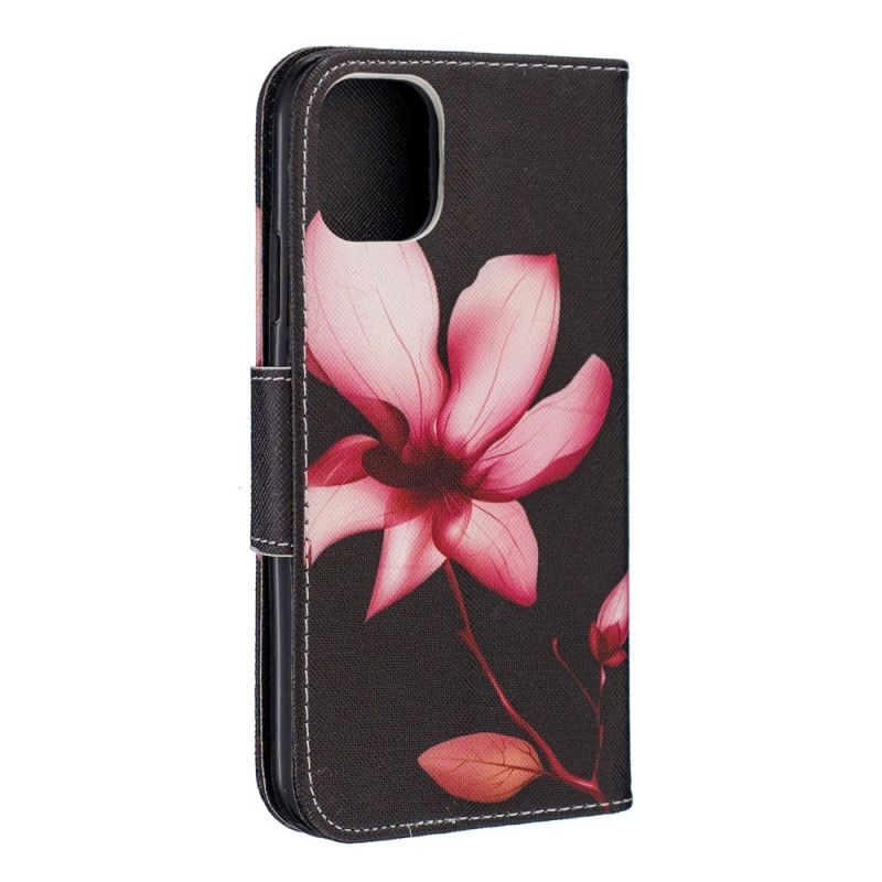 Leren Hoesje iPhone 11 Telefoonhoesje Roze Bloem