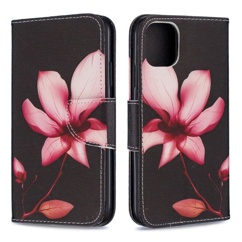 Leren Hoesje iPhone 11 Telefoonhoesje Roze Bloem