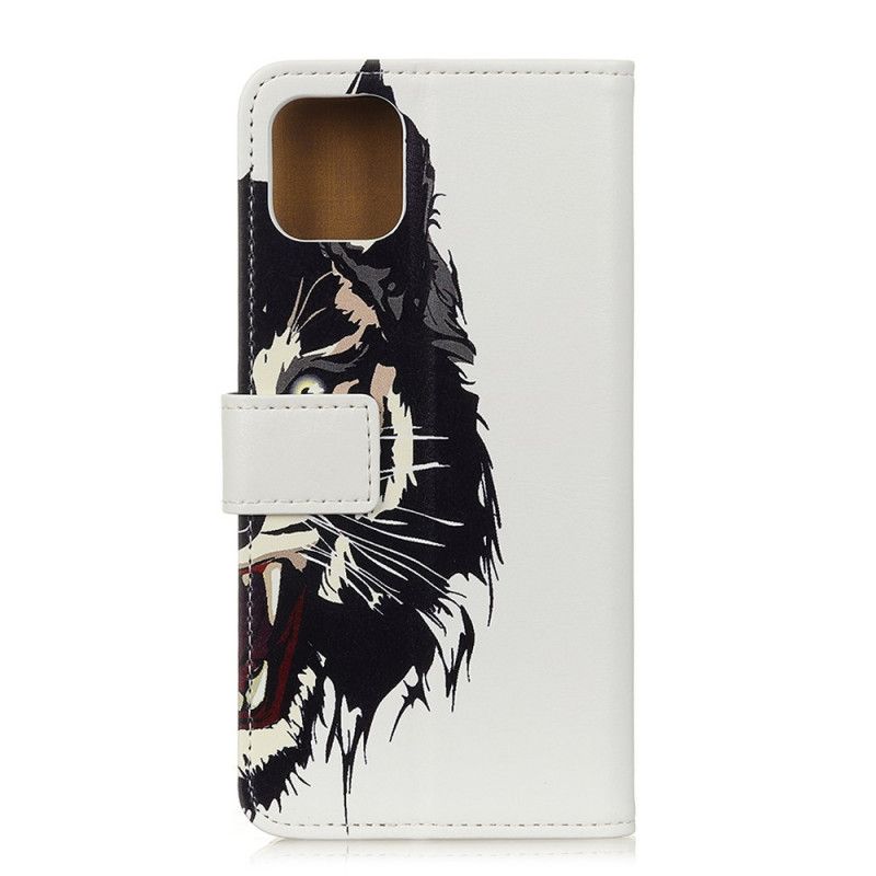 Leren Hoesje iPhone 11 Telefoonhoesje Woeste Tijger