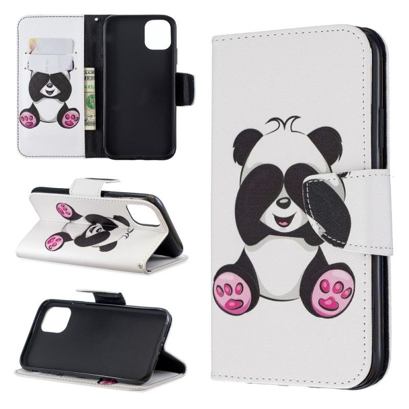 Leren Hoesje voor iPhone 11 Leuke Panda