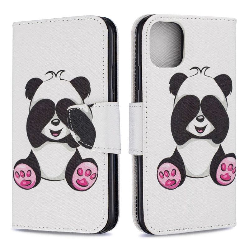 Leren Hoesje voor iPhone 11 Leuke Panda