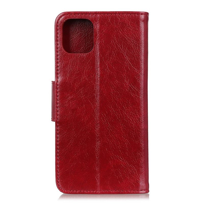 Leren Hoesje voor iPhone 11 Rood Zwart Gespleten Nappaleer